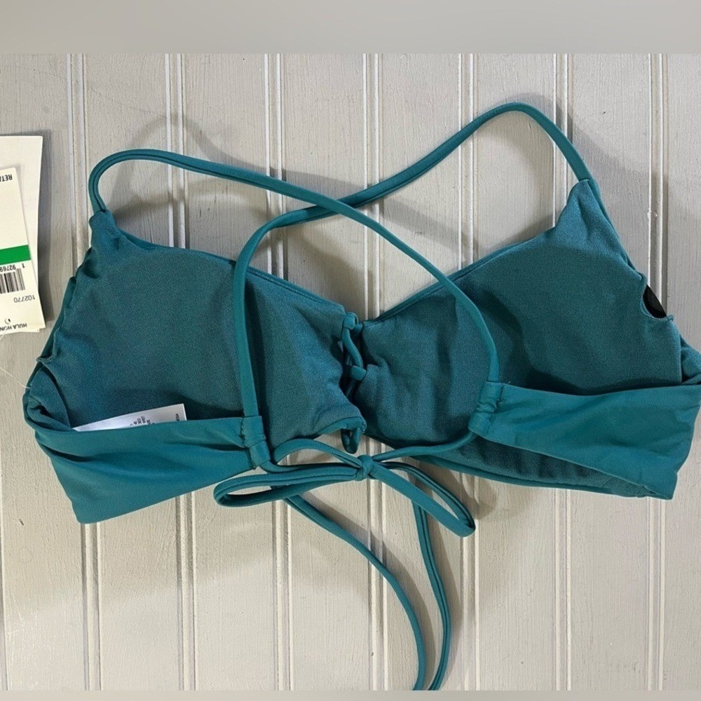 Hula Honey Lace Up Bikini Top Crisscross Strappy Juniors Large Teal Green NWT - Picture 2 of 10